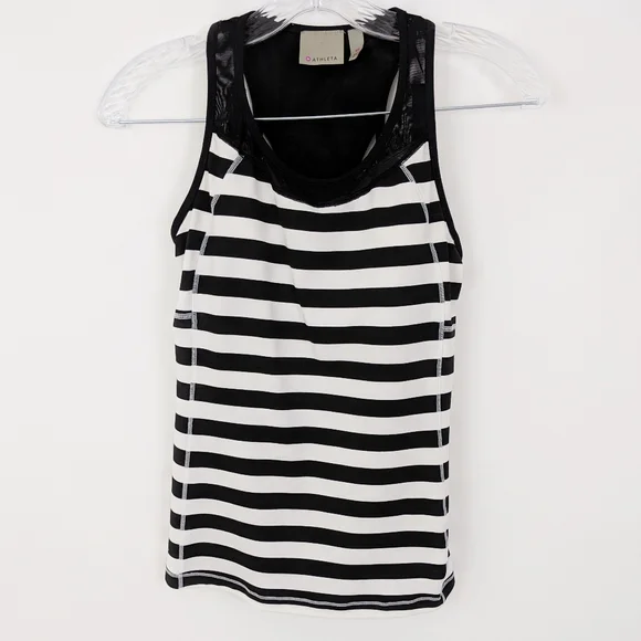 Athleta Stripe Chase Athletic Tank Top Black Womens XS Workout - Picture 2 of 8
